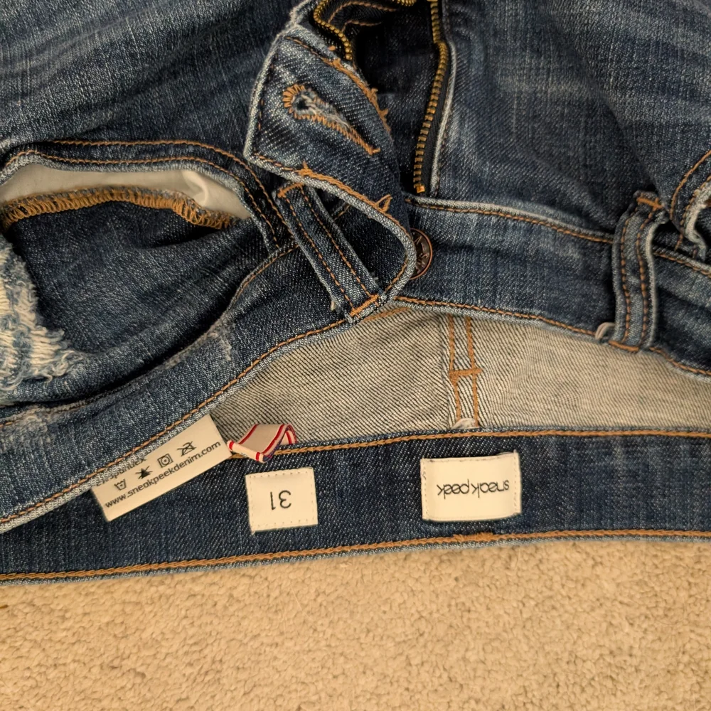 Sneak Peek Dark Blue Distressed Boyfriend Jeans - Picture 3 of 3